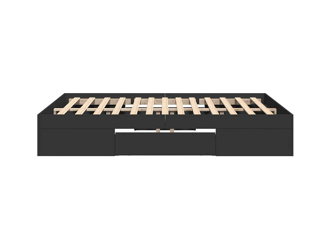 Cadre de lit sans matelas noir 140x190 cm bois d'ingénierie