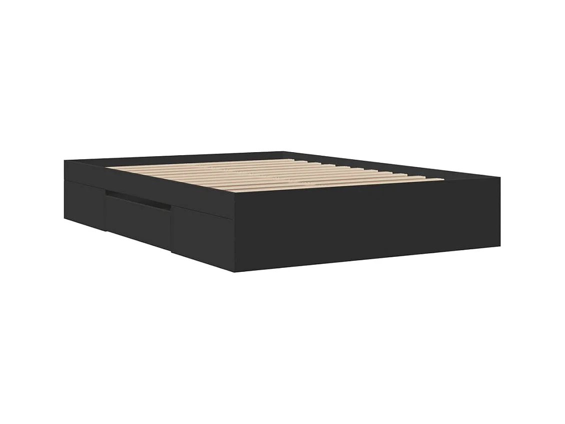Cadre de lit sans matelas noir 140x190 cm bois d'ingénierie