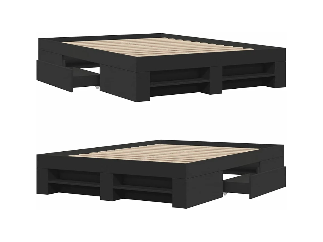 Cadre de lit sans matelas noir 140x190 cm bois d'ingénierie