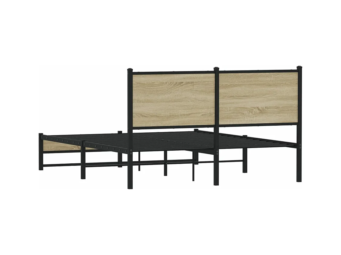 Cadre de lit en métal sans matelas chêne sonoma 140x190 cm