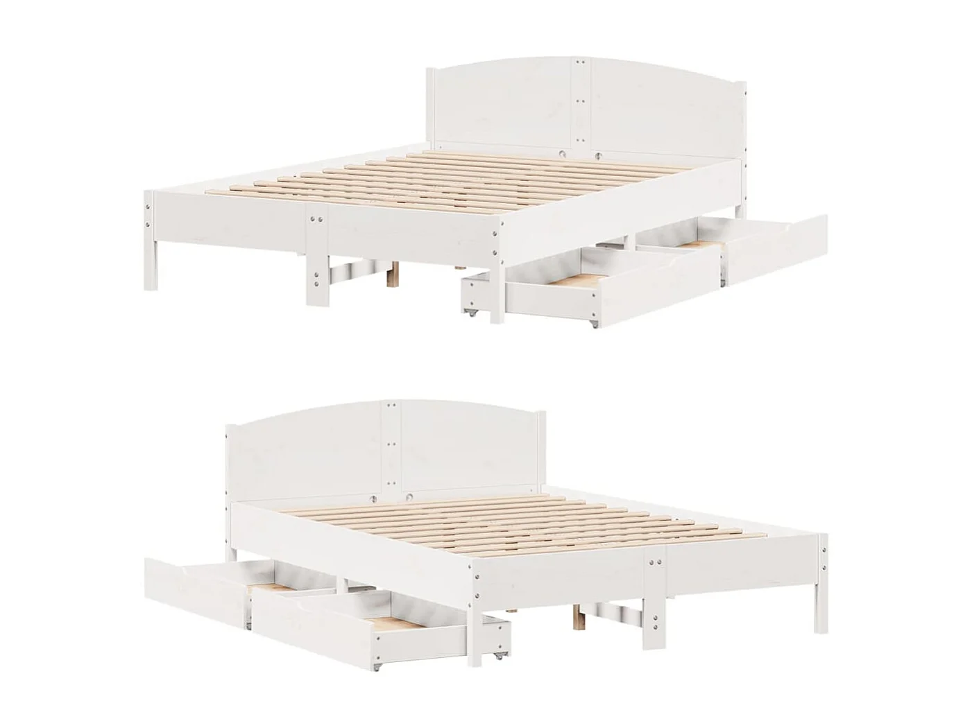 Cadre de lit sans matelas blanc 150x200 cm bois de pin massif