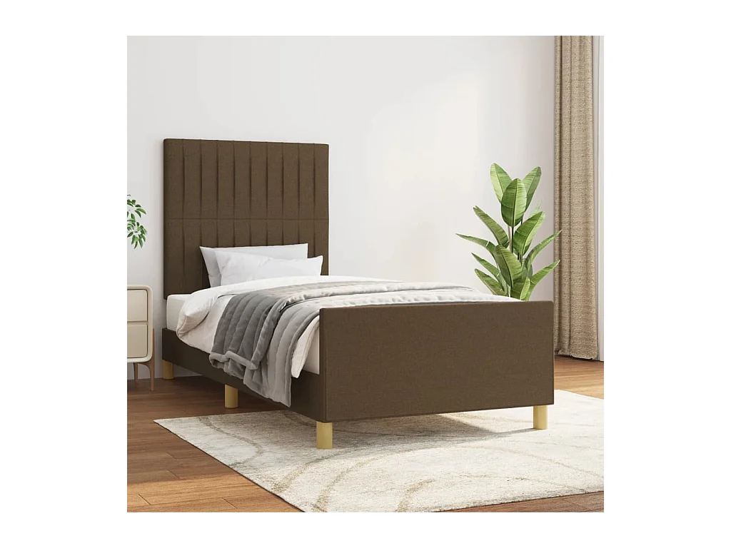 Estructura de cama sin colchón tela marrón oscuro 100x200 cm