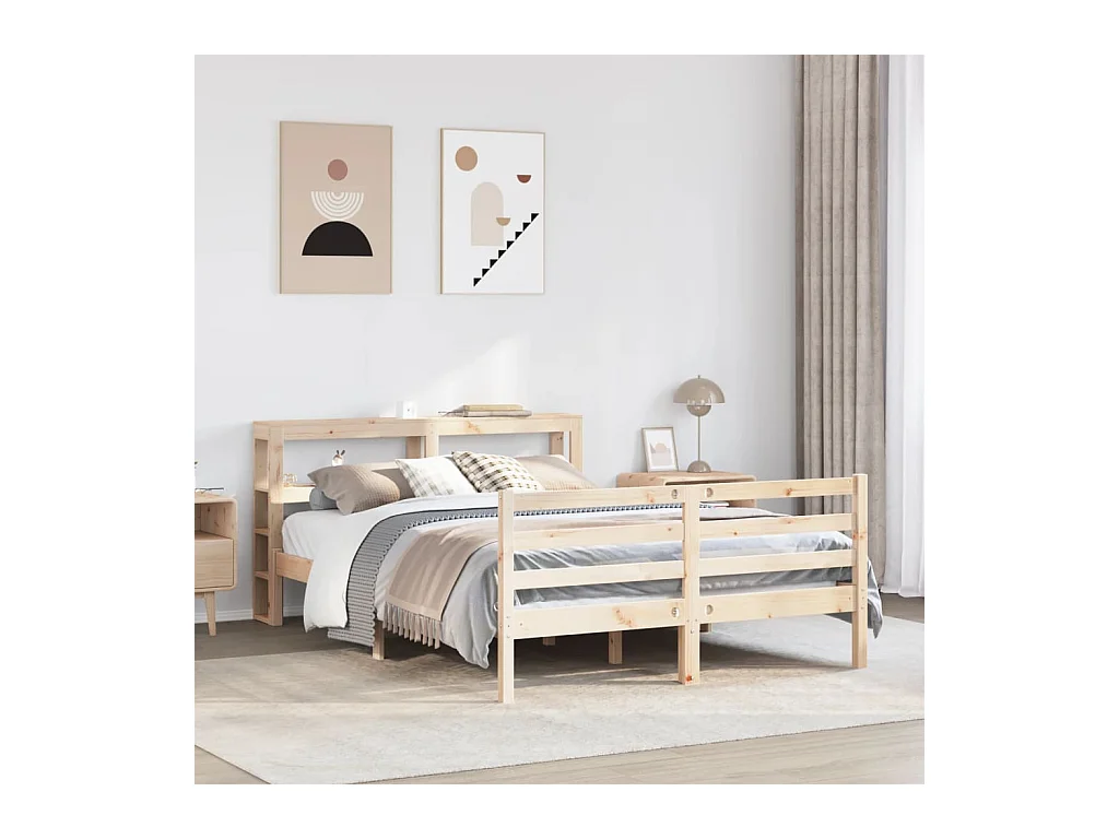 Letto senza Materasso 140x190 cm in Legno Massello di Pino
