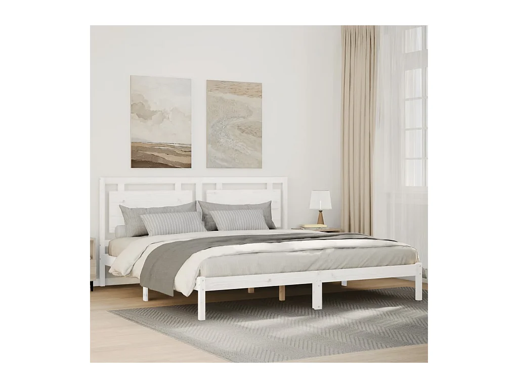Bedframe extra lang zonder matras massief hout wit 180x220 cm