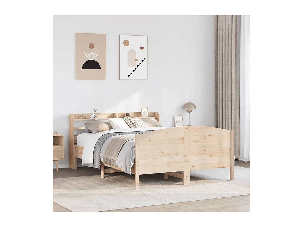 Letto senza Materasso 140x190 cm in Legno Massello di Pino