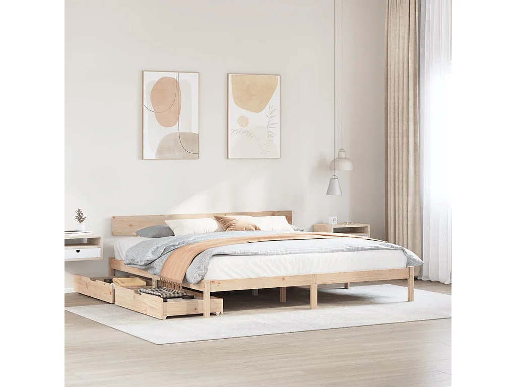 Cadre de lit sans matelas 180x200 cm bois massif de pin