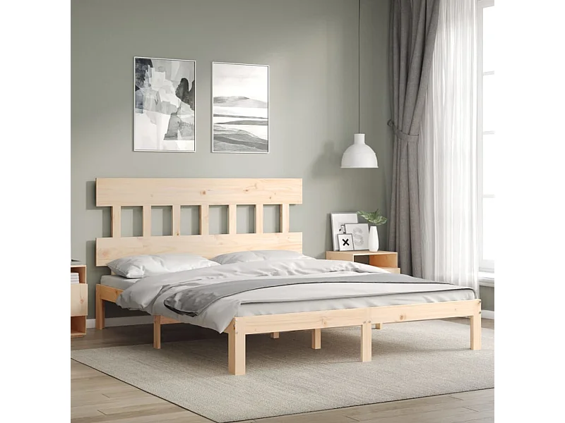 Bedframe met hoofdbord massief hout 160x200 cm
