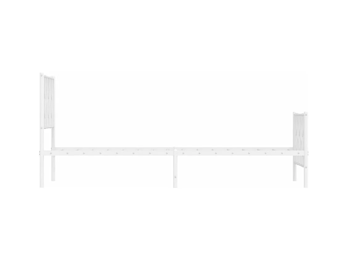 Cadre de lit métal sans matelas avec pied de lit blanc 80x200cm