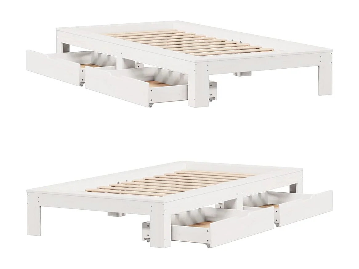 Cadre de lit sans matelas blanc 100x200 cm bois de pin massif