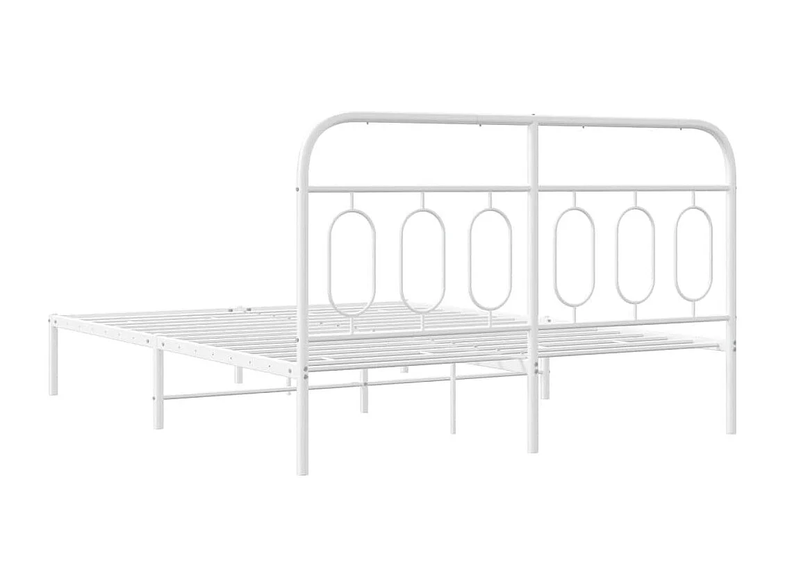Cadre de lit métal sans matelas et tête de lit blanc 150x200 cm