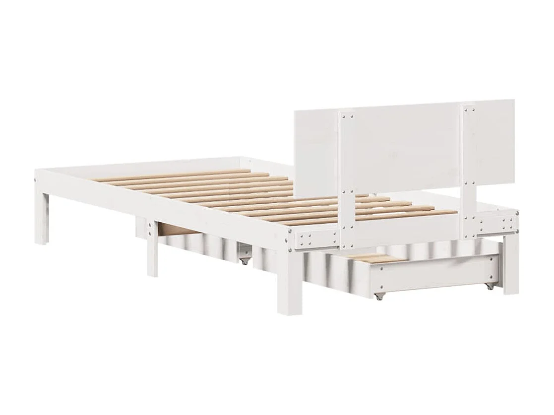 Cadre de lit avec tiroirs sans matelas blanc 100x200 cm