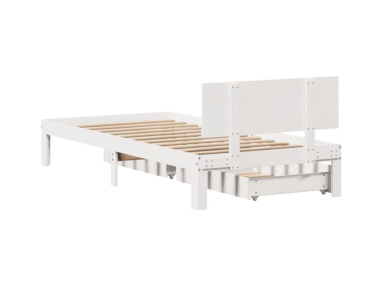 Cadre de lit avec tiroirs sans matelas blanc 100x200 cm