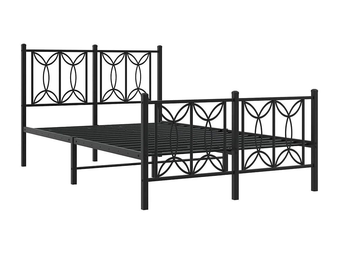 Estrutura de cama com cabeceira e pés 120x190 cm metal preto