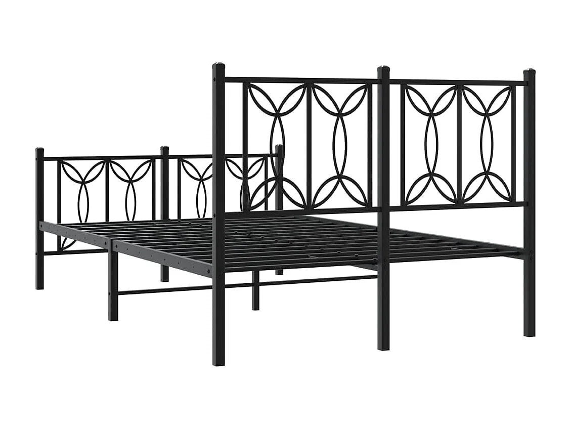 Estrutura de cama com cabeceira e pés 120x190 cm metal preto
