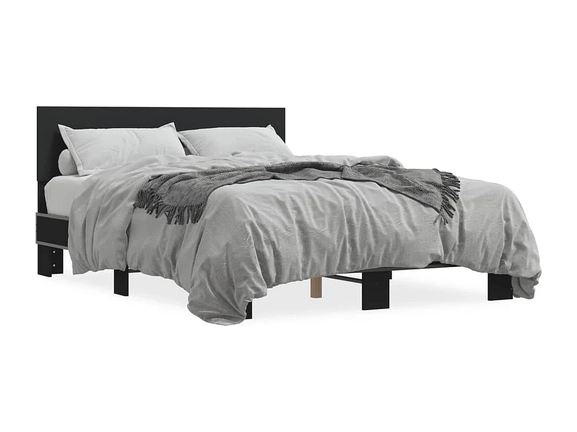 Estructura de cama madera de ingeniería y metal negro 135x190cm