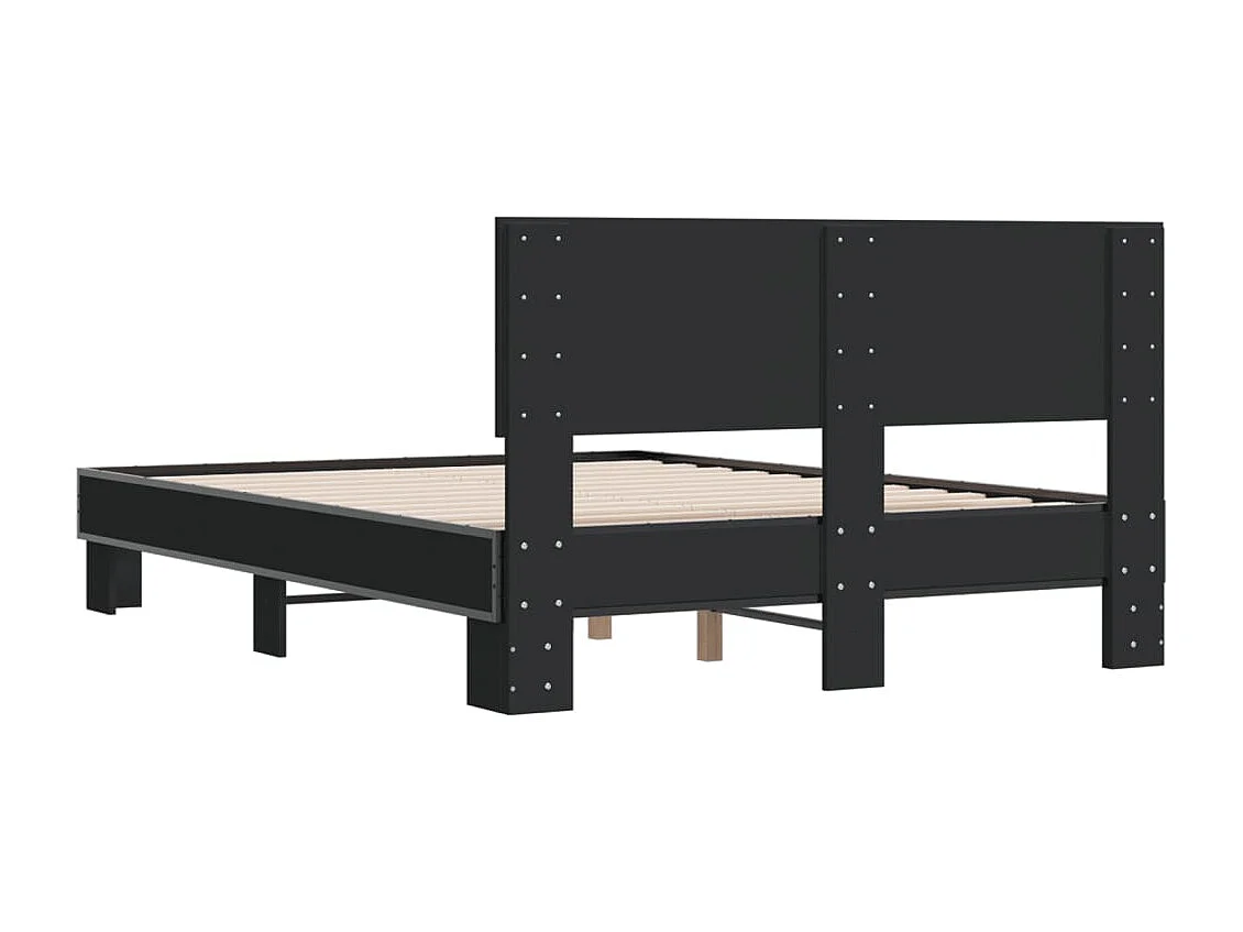 Estructura de cama madera de ingeniería y metal negro 135x190cm