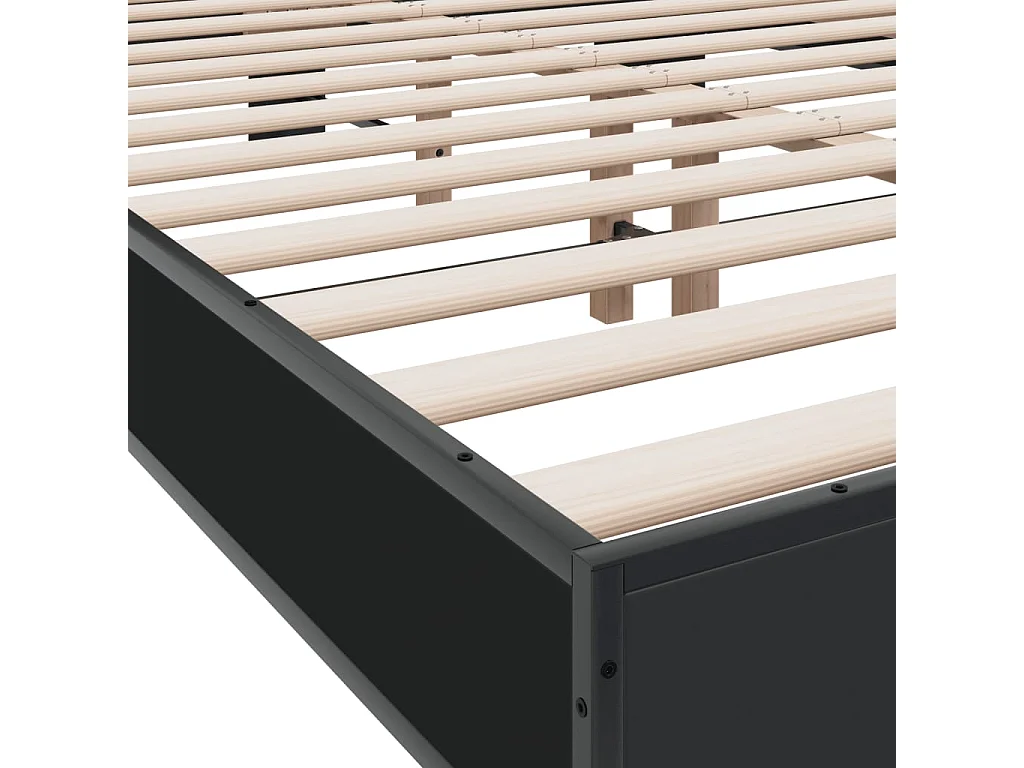 Giroletto Nero 135x190 cm in Legno Multistrato e Metallo