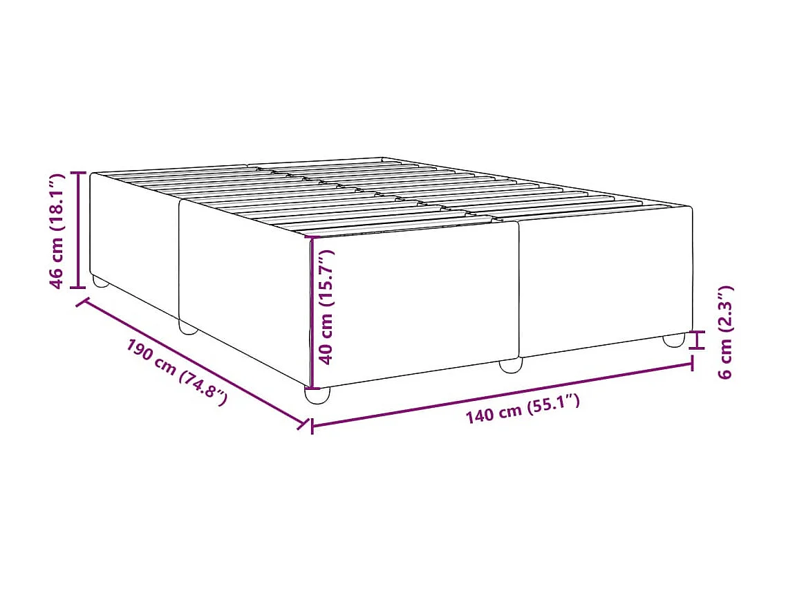 Cadre de lit sans matelas taupe 140x190 cm tissu