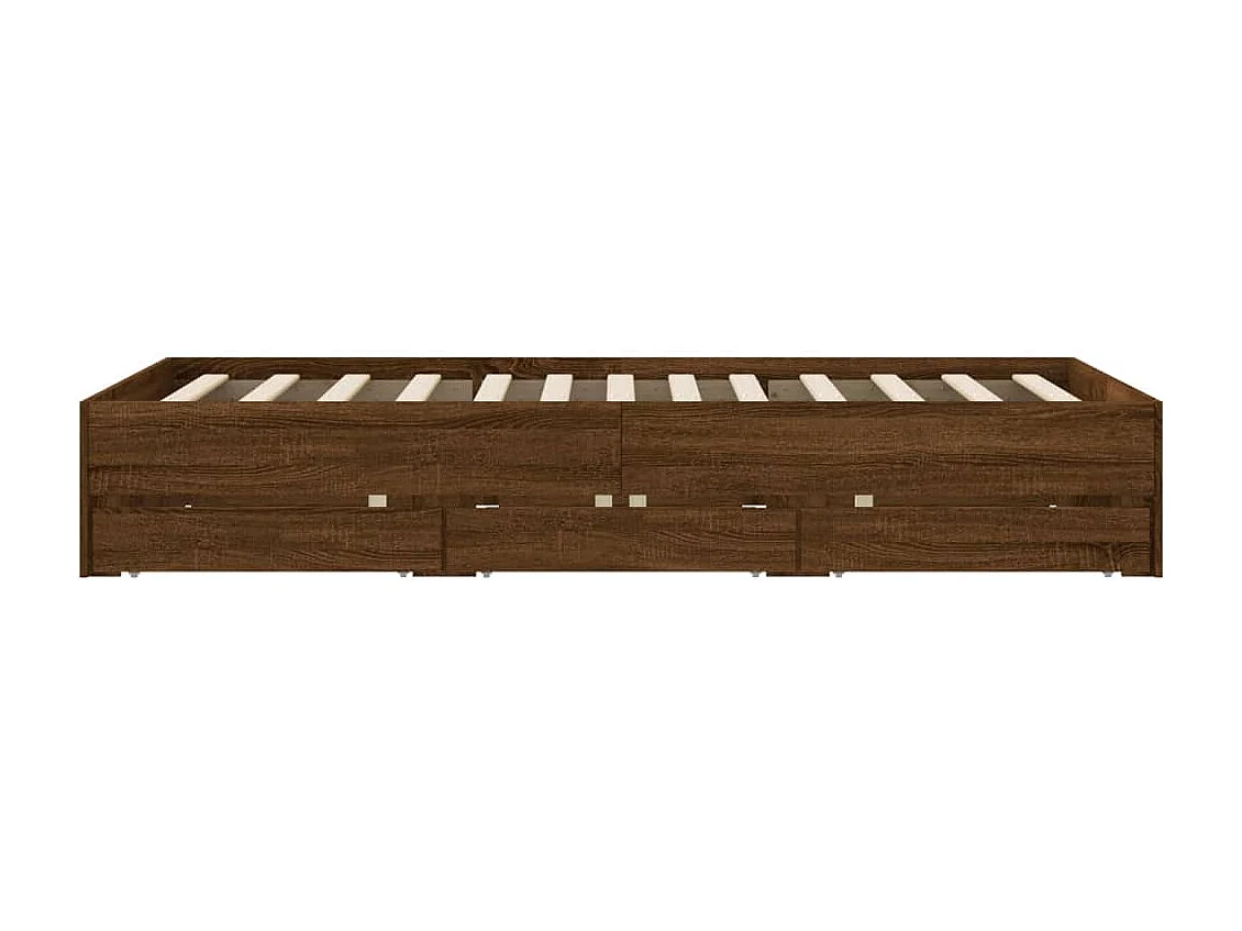 Cadre de lit avec tiroirs sans matelas chêne marron 135x190 cm