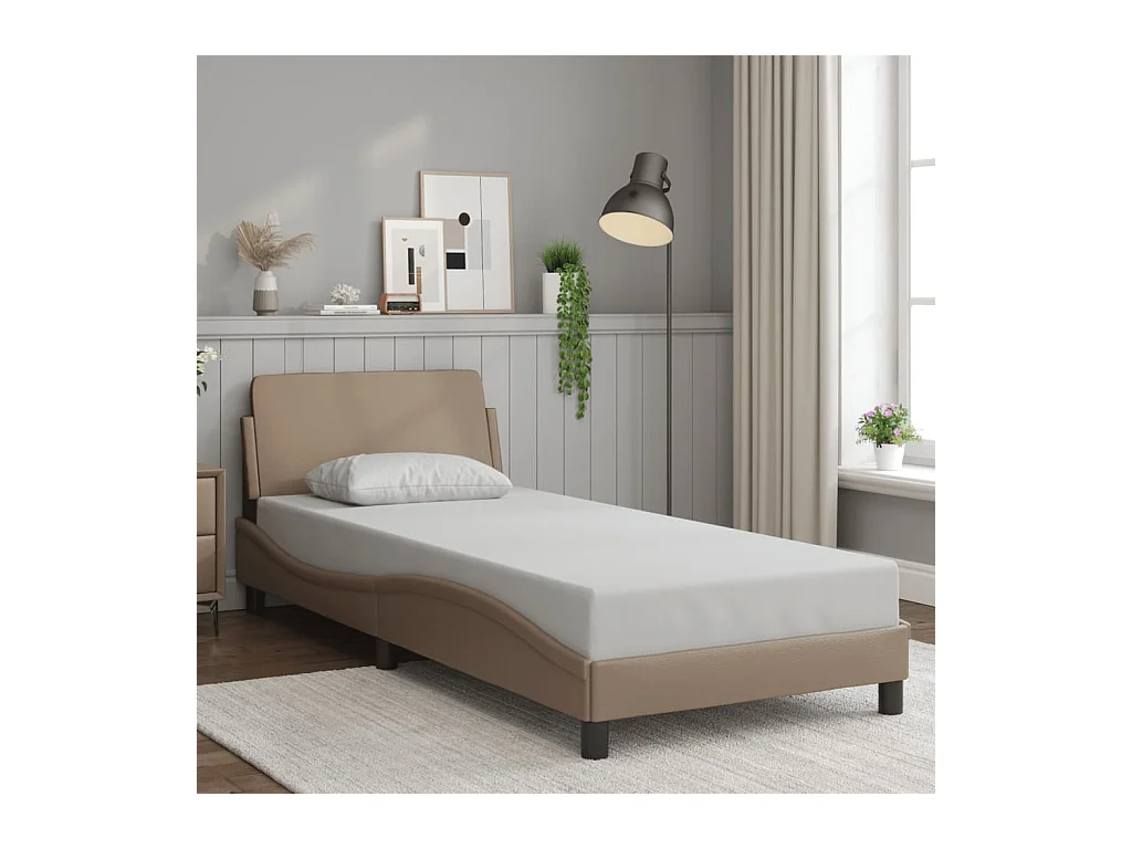 Bettgestell mit Kopfteil Cappuccino-Braun 90x190 cm Kunstleder
