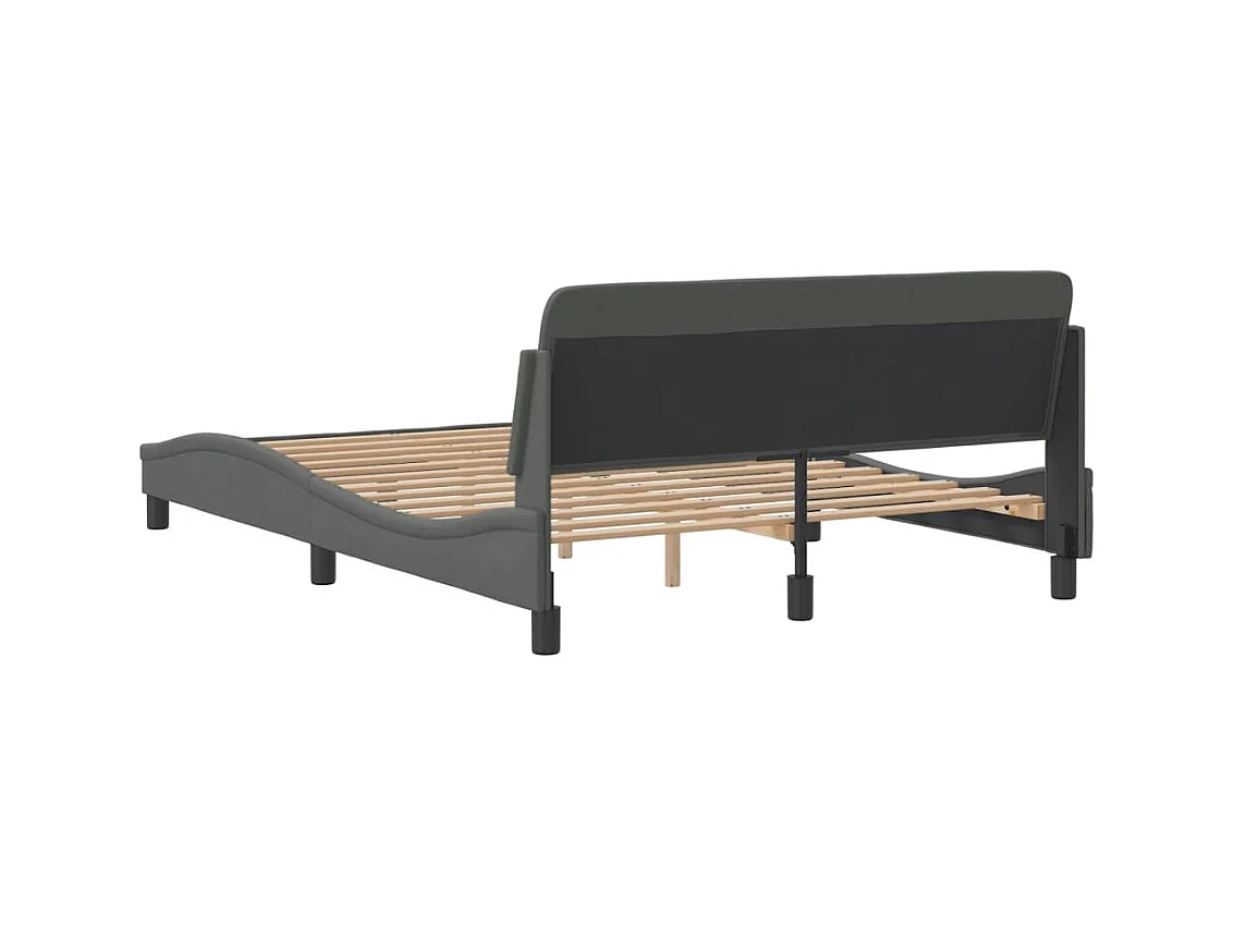 Cadre de lit sans matelas gris foncé 140x200 cm tissu