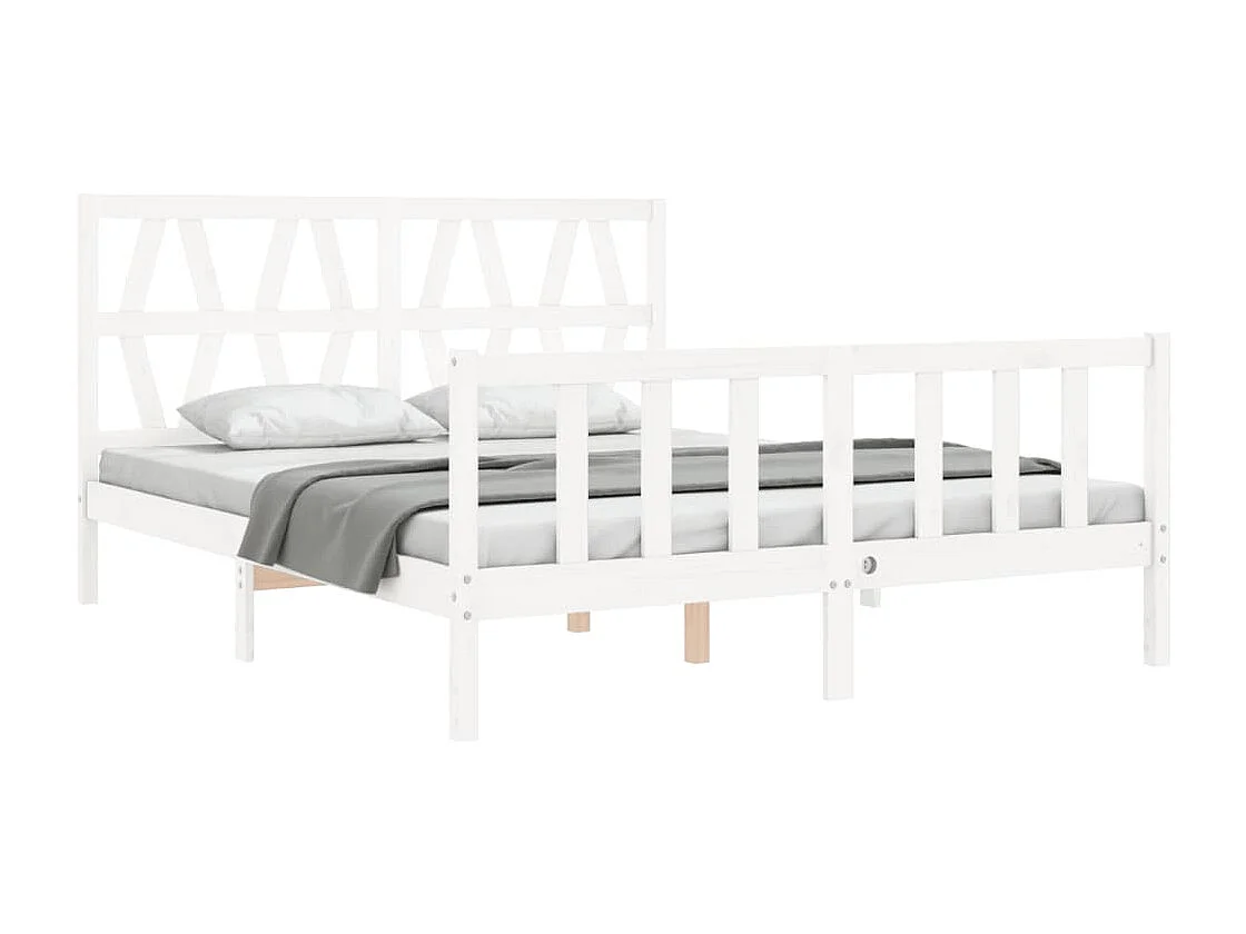Cadre de lit sans matelas blanc bois de pin massif