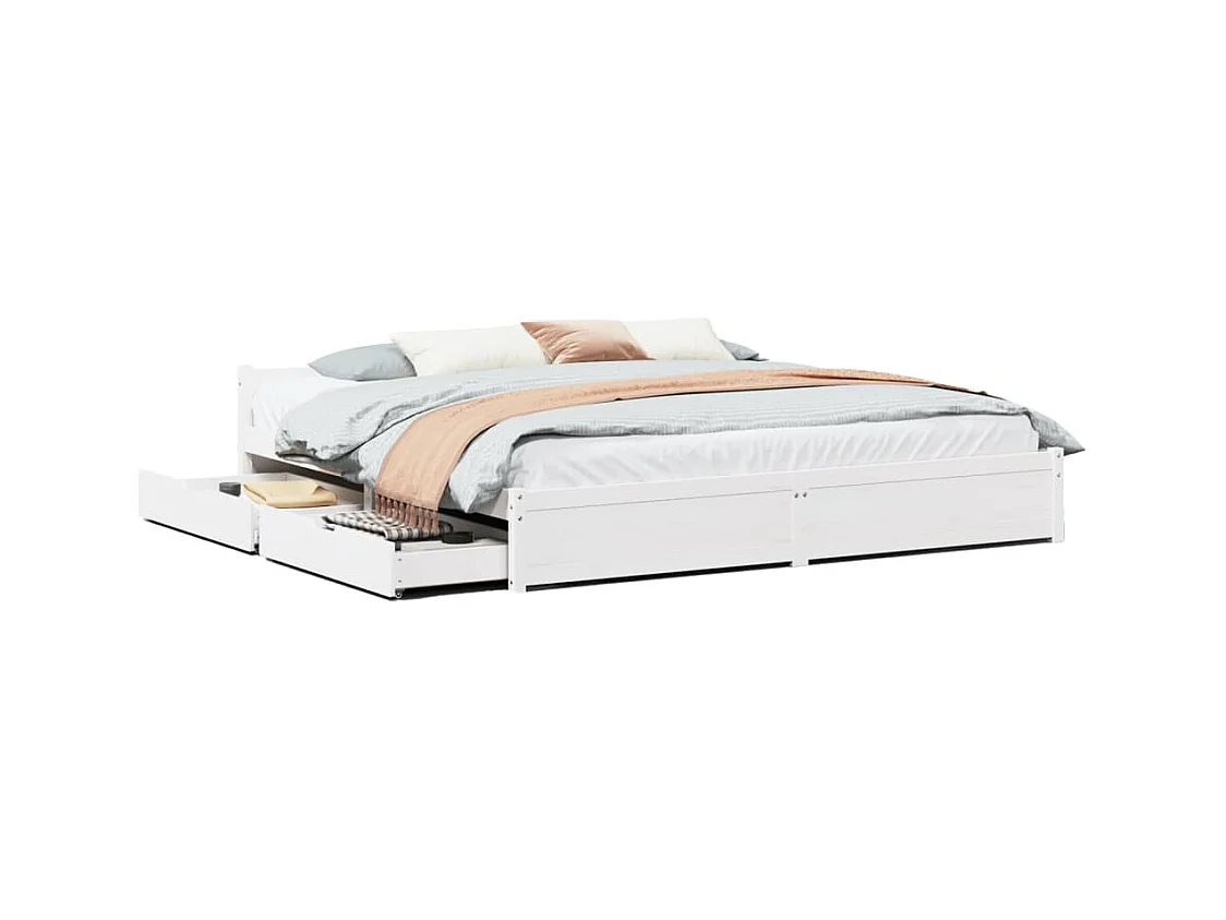 Bedframe zonder matras massief grenenhout wit 180x200 cm