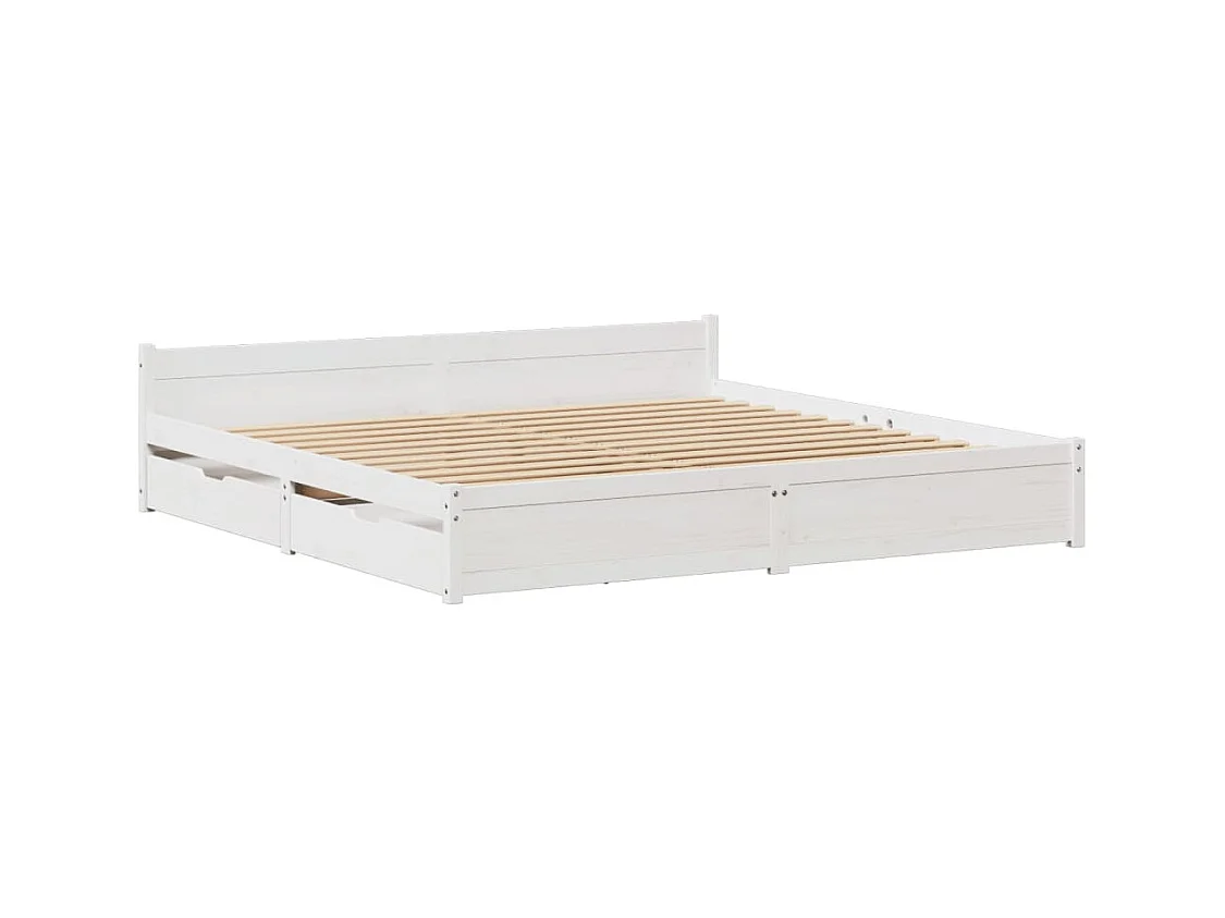 Bedframe zonder matras massief grenenhout wit 180x200 cm