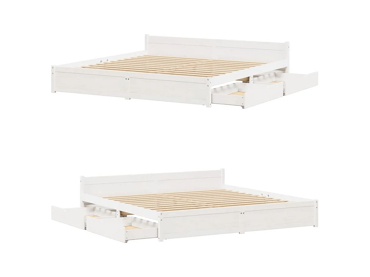 Bedframe zonder matras massief grenenhout wit 180x200 cm
