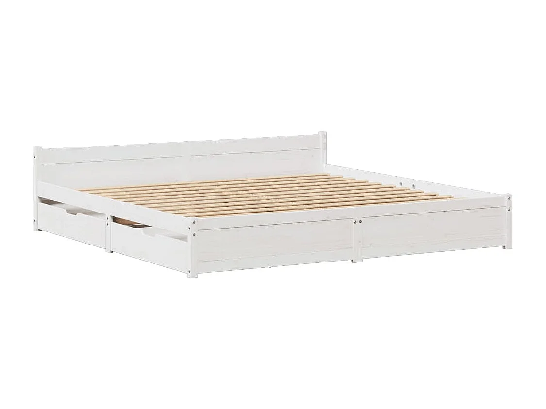 Cadre de lit sans matelas blanc 180x200 cm bois massif de pin