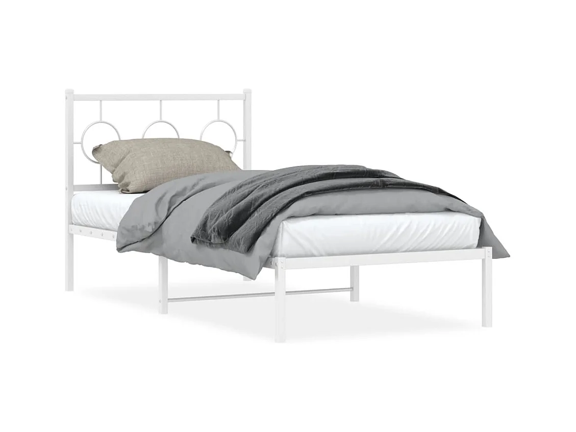 Bedframe met hoofdbord metaal wit 90x190 cm