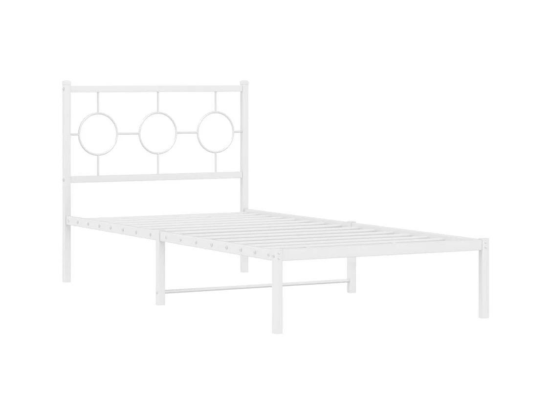 Bedframe met hoofdbord metaal wit 90x190 cm