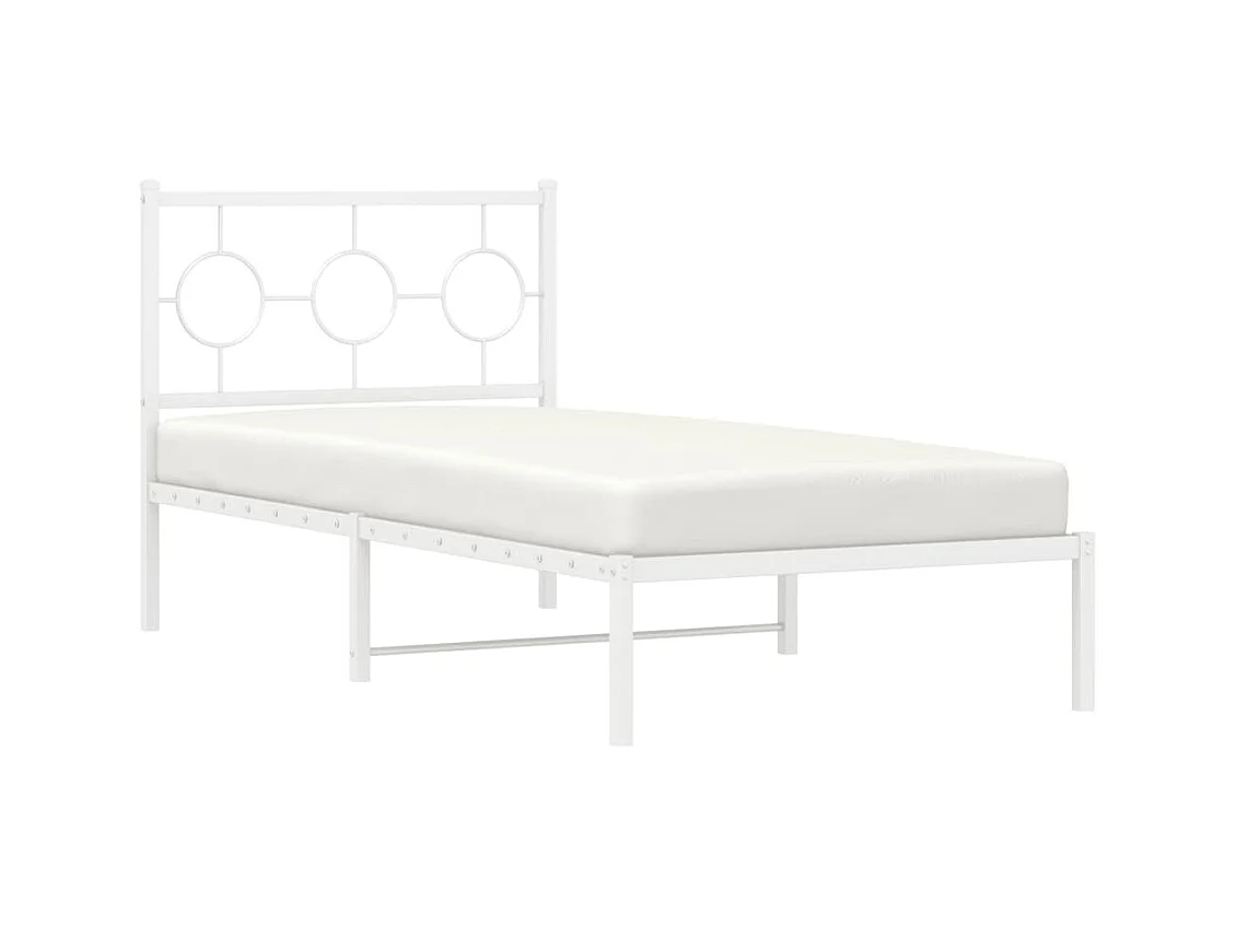 Bedframe met hoofdbord metaal wit 90x190 cm