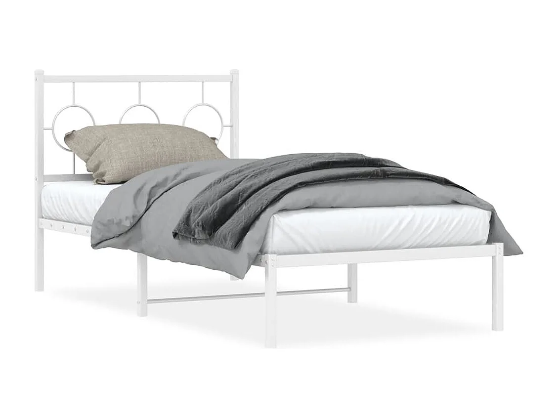 Bedframe met hoofdbord metaal wit 90x190 cm