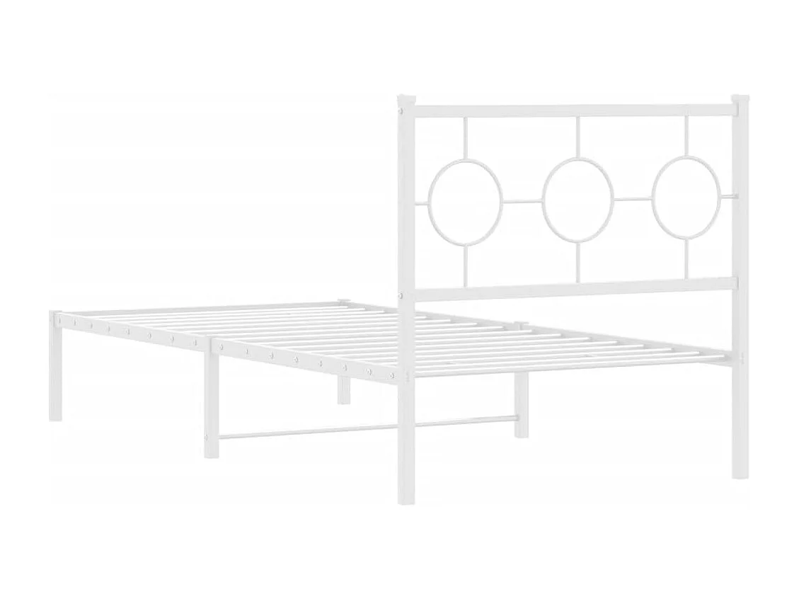 Bedframe met hoofdbord metaal wit 90x190 cm