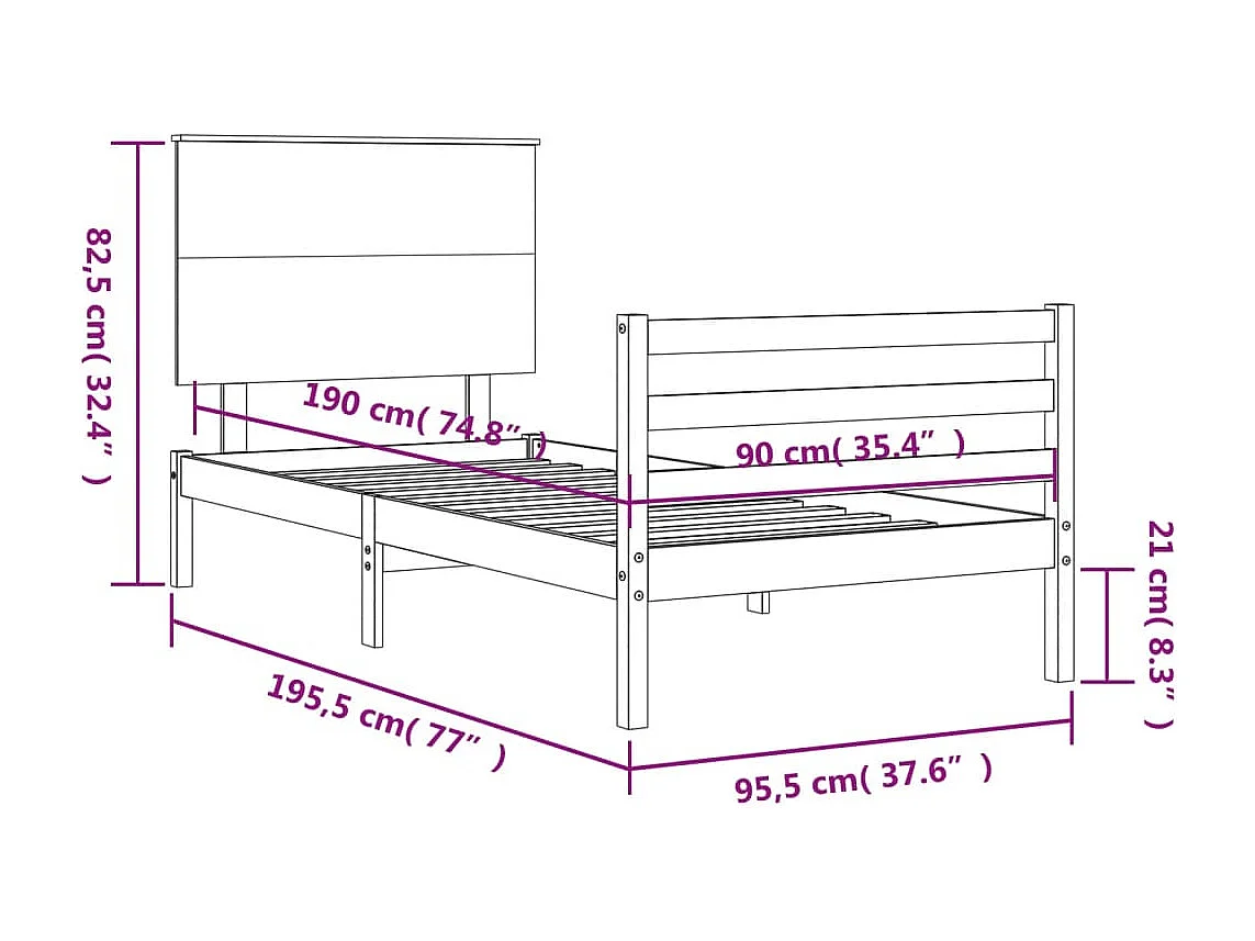 Estrutura de cama 140x200 cm couro artificial branco