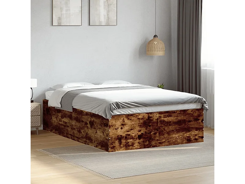 Estructura de cama madera de ingeniería roble ahumado 135x190cm