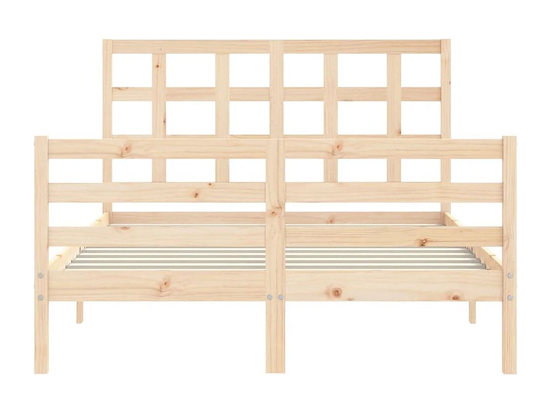 Estructura de cama de matrimonio con cabecero madera maciza