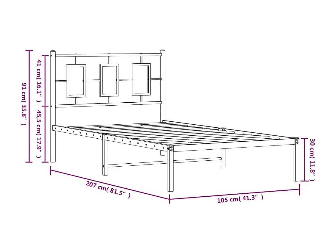 Cadre de lit sans matelas noir 120x190 cm tissu