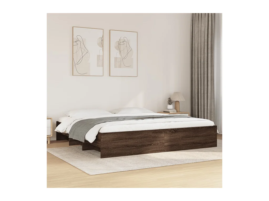 Bedframe bewerkt hout bruin eikenkleur 200x200 cm