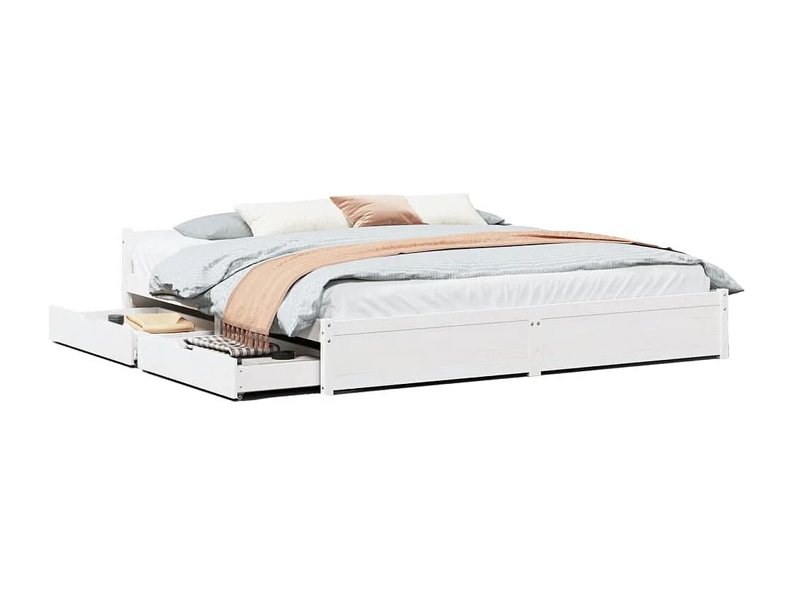 Cadre de lit sans matelas blanc 160x200 cm bois de pin massif
