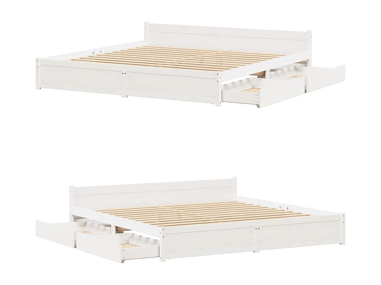 Cadre de lit sans matelas blanc 160x200 cm bois de pin massif