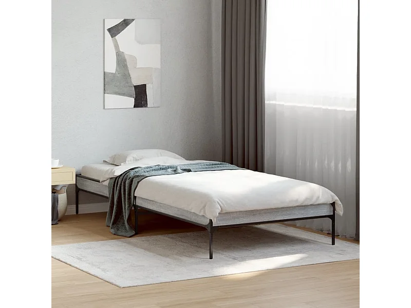 Estrutura cama 100x200 cm derivados madeira/metal cinza sonoma