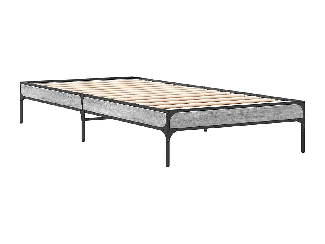 Estrutura cama 100x200 cm derivados madeira/metal cinza sonoma