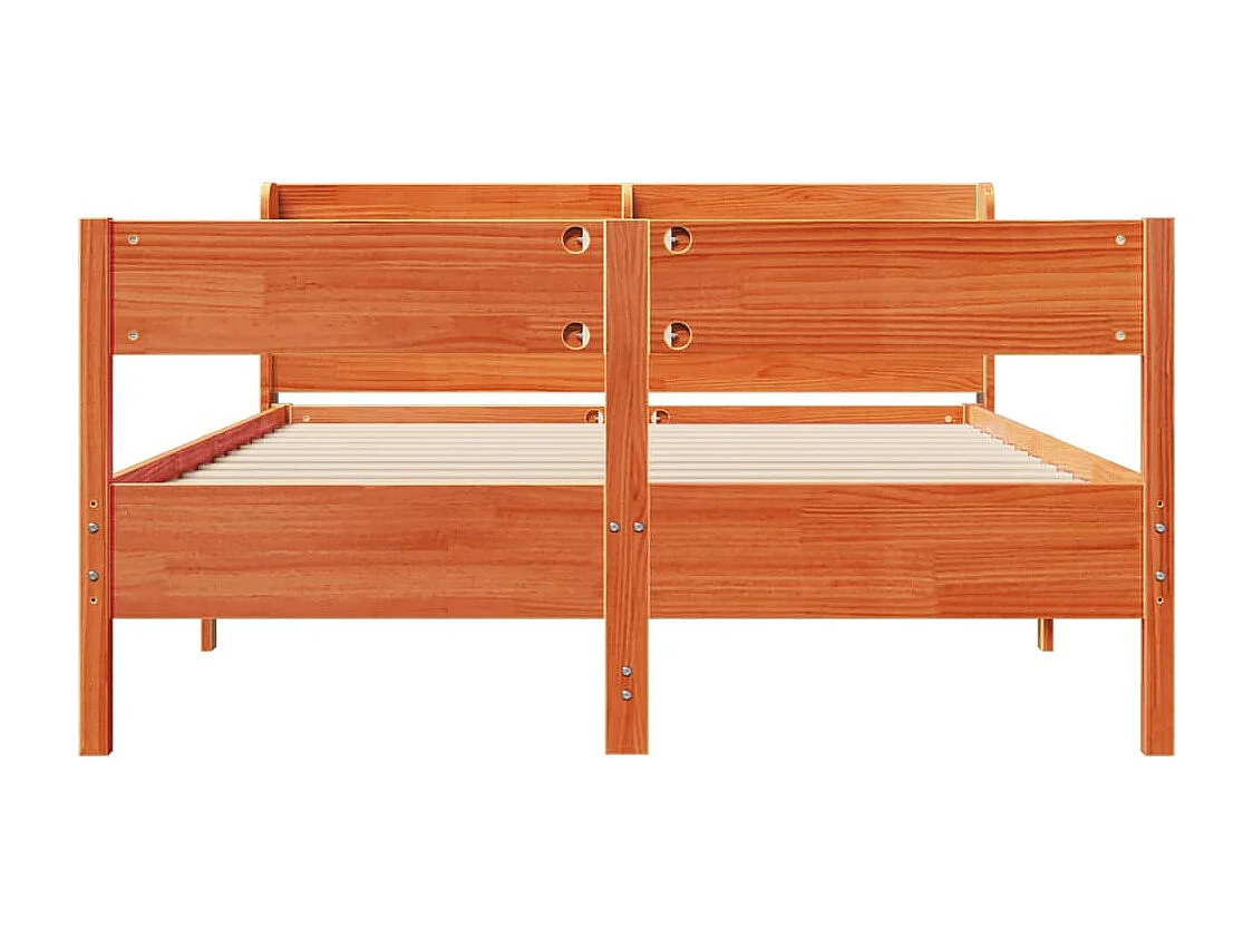 Cadre de lit sans matelas cire marron 150x200cm bois pin massif