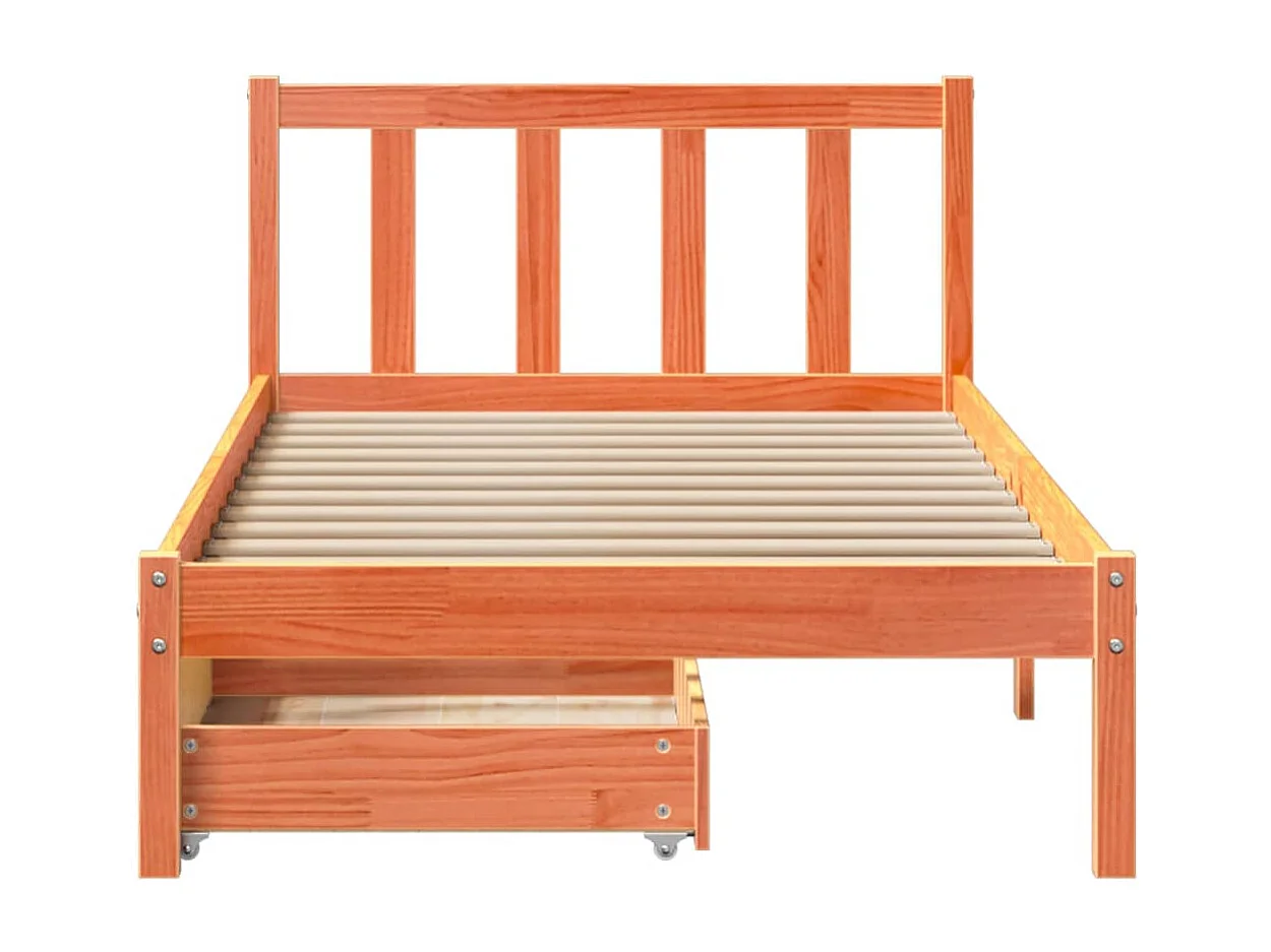 Letto senza Materasso Marrone Cera 90x200 cm Legno di Pino