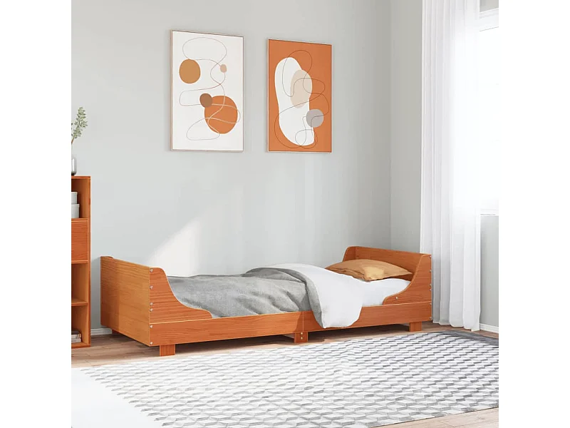 Cama sem colchão 75x190 cm madeira de pinho maciça castanho-mel