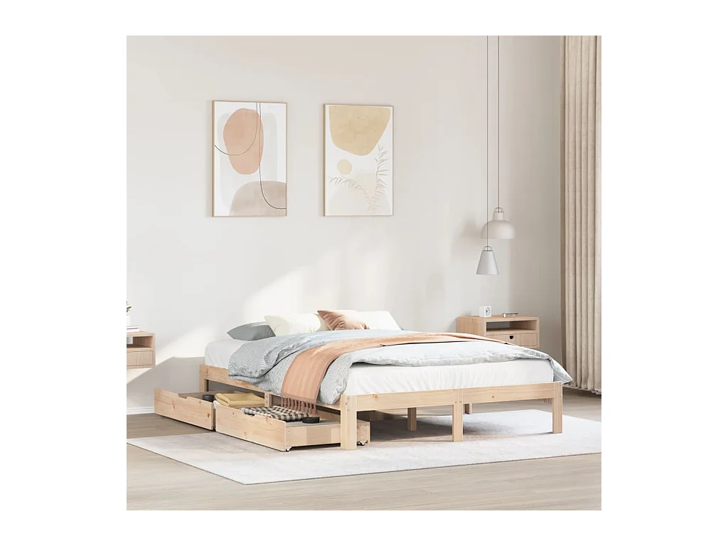 Bedframe met lades massief grenenhout 140x200 cm