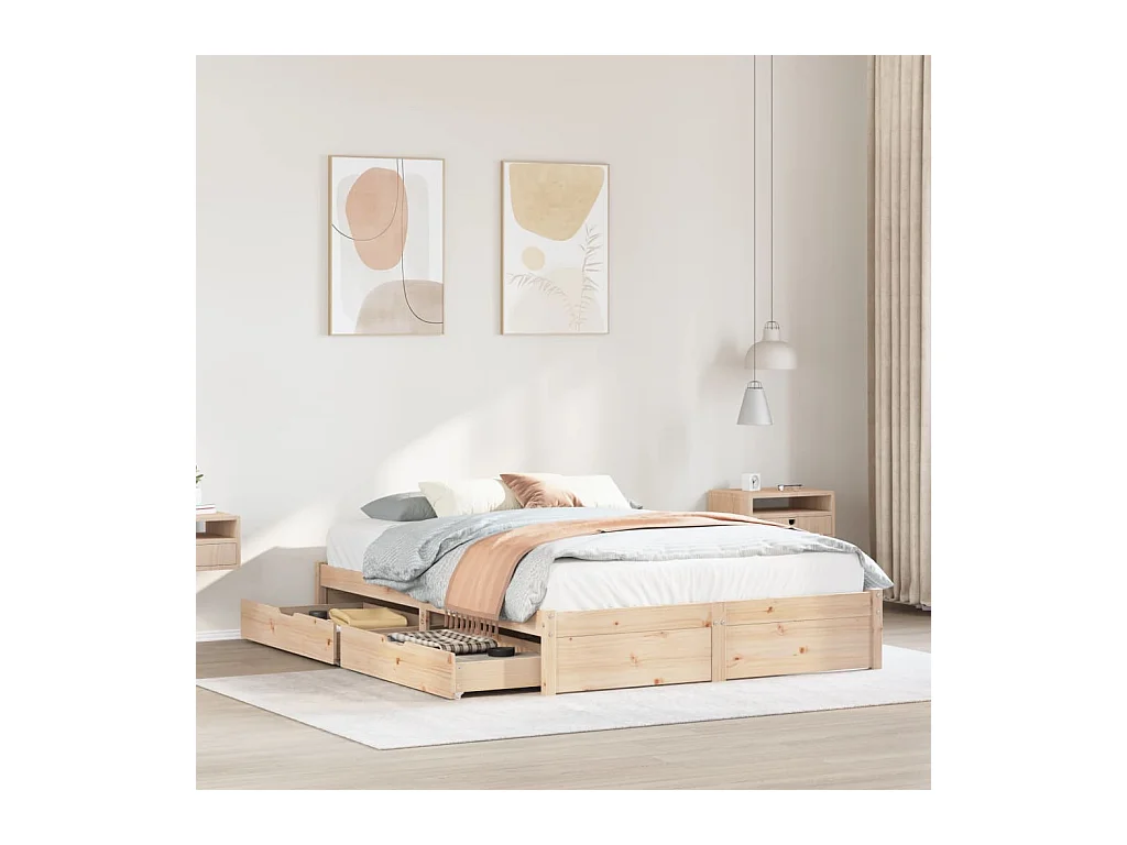 Cadre de lit sans matelas 150x200 cm bois de pin massif