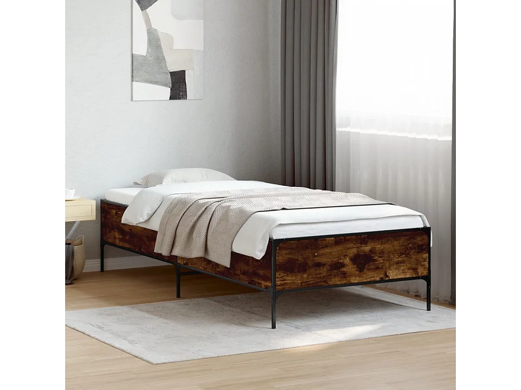 Cadre de lit sans matelas chêne fumé 90x190 cm